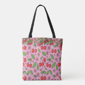 Kawaii Red Cherry Vibes Cute Girly Aesthetic Tote Bag (Achterkant)