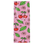 Kawaii Red Cherry Vibes Cute Girly Aesthetic Wijn Cadeautas (Achterkant)