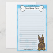 Kawaii Red Doberman Pinscher Stationery Briefpapier (Voorkant / Achterkant)