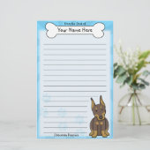 Kawaii Red Doberman Pinscher Stationery Briefpapier (Staand voorkant)