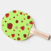 Kawaii Red Fruits Pattern in Lime Green Tafeltennisbatje (Zijkant)