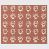 Kawaii Red Panda Coffee Gift Wrap Paper Cadeaupapier (Vlak)