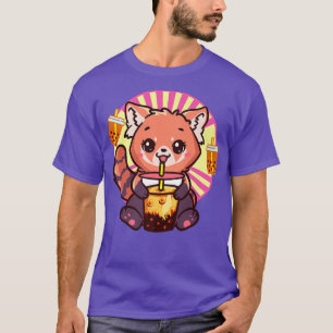 Kawaii Red Panda Drink Boba Tea Bubble Tea 131 T-shirt
