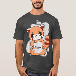 Kawaii Red Panda Drink koffiebonen voor dieren T-shirt