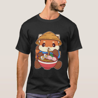 Kawaii Red Panda Eating Ra Noodle T-shirt