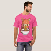 Kawaii Red Panda eet Japans Ramen T-shirt (Voorkant volledig)