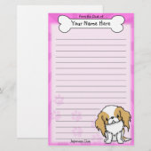 Kawaii Red & White Japanse Chin Stationery Briefpapier (Voorkant / Achterkant)