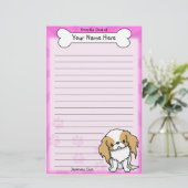 Kawaii Red & White Japanse Chin Stationery Briefpapier (Staand voorkant)