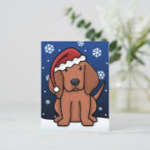 Kawaii Redbone Coonhound Christmas Briefkaart (Staand voorkant)