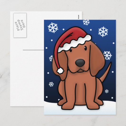 Kawaii Redbone Coonhound Christmas Briefkaart (Voorkant / Achterkant)