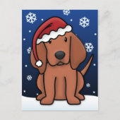 Kawaii Redbone Coonhound Christmas Briefkaart (Voorkant)