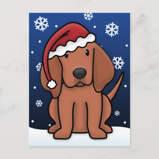 Kawaii Redbone Coonhound Christmas Briefkaart (Voorkant)