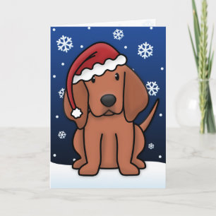 Kawaii Redbone Coonhound Christmas Kaart