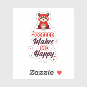 Kawaii Redpanda Art Koffee Addict Sticker