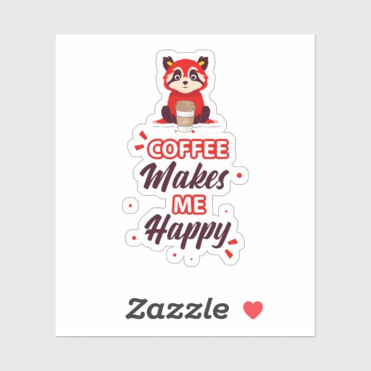 Kawaii Redpanda Art Koffee Addict Sticker (Vel)