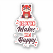 Kawaii Redpanda Art Koffee Addict Sticker (Voorkant)