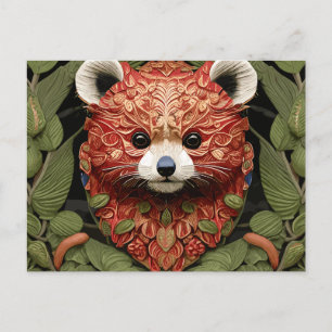 Kawaii Redpanda Floral Art Briefkaart