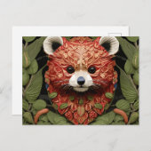 Kawaii Redpanda Floral Art Briefkaart (Voorkant / Achterkant)