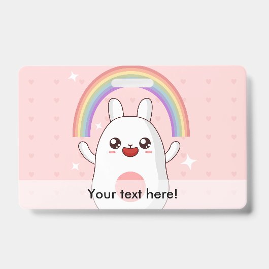 Kawaii regenboog clipart badge (Voorzijde)