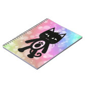 Kawaii Regenboog en Zwarte Kat Notitieboek (Linkerzijde)