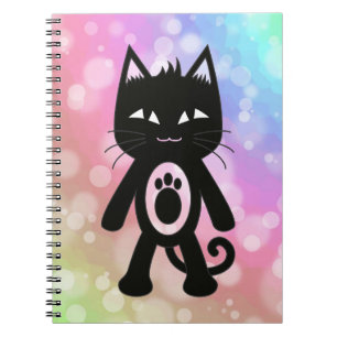 Kawaii Regenboog en Zwarte Kat Notitieboek