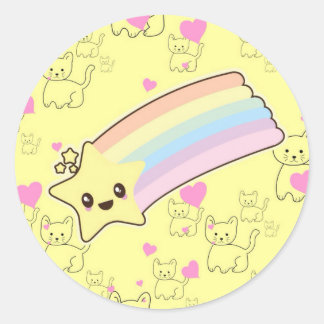 Kawaii regenboog katjes patroon zo schattig. Zo Ka Ronde Sticker