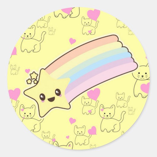 Kawaii regenboog katjes patroon zo schattig. Zo Ka Ronde Sticker (Voorkant)