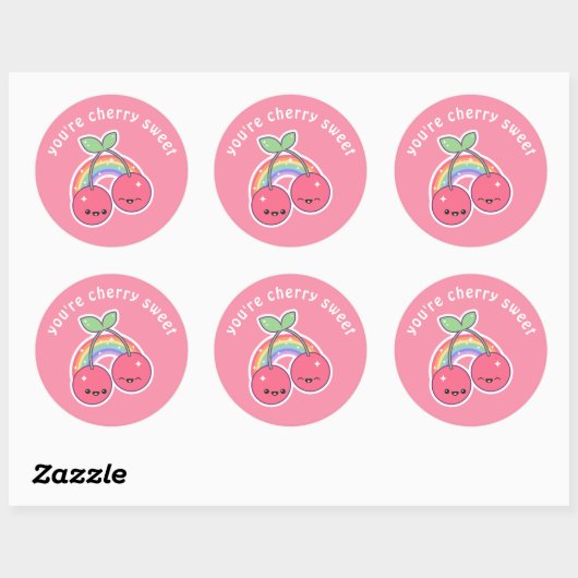 Kawaii Regenboog Kersen Ronde Sticker (Vel)