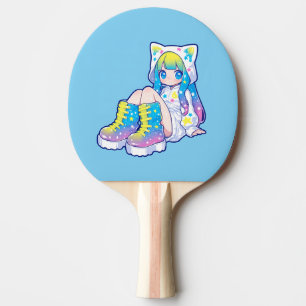 Kawaii Regenboog Ster Kat-Oor Meisje Tafeltennisbatje