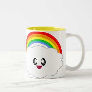 KAWAII REGENBOOG WOLK ZO GELUK 100 PROCENT!!! TWEEKLEURIGE KOFFIEMOK