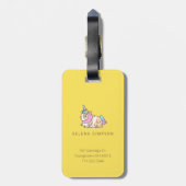 Kawaii-regenboogeenhoorn Guinee-varkens, roze Bagagelabel (Achterkant verticaal)