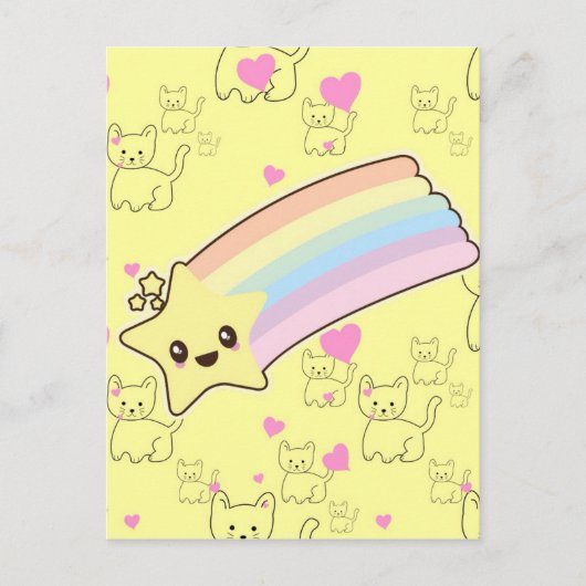 Kawaii regenboogkittens patroon zo schattig. So Ka Briefkaart (Voorkant)