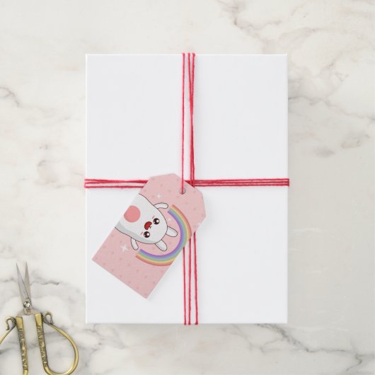 Kawaii regenboogklier cadeaulabel (Met Touw)