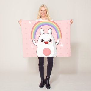 Kawaii regenboogklier fleece deken