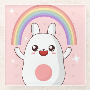 Kawaii regenboogklier glazen onderzetter