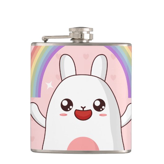 Kawaii regenboogklier heupfles (Voorkant)