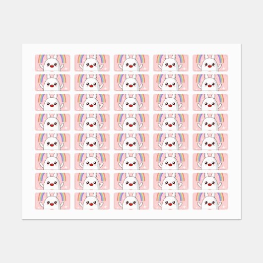 Kawaii regenboogklier labels (Vel)