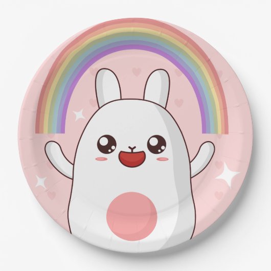 Kawaii regenboogklier papieren bordje (Voorkant)