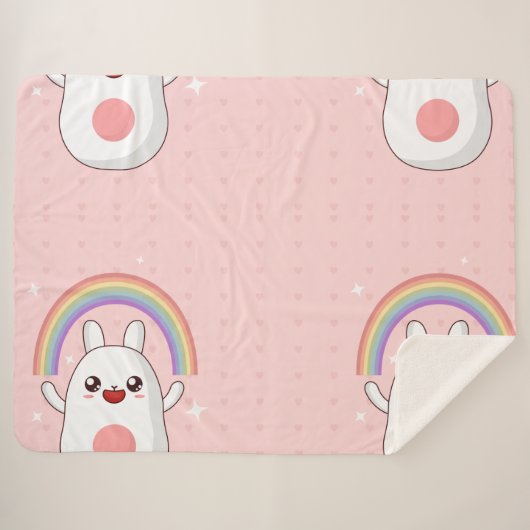 Kawaii regenboogklier sherpa deken (Voorkant (horizontaal))