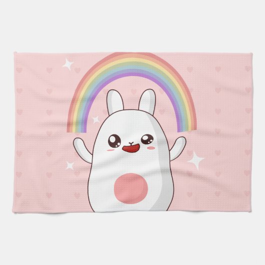 Kawaii regenboogklier theedoek (Horizontaal)