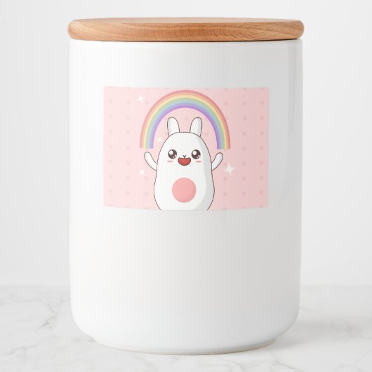 Kawaii regenboogklier voedselcontainer etiket (Voorkant)