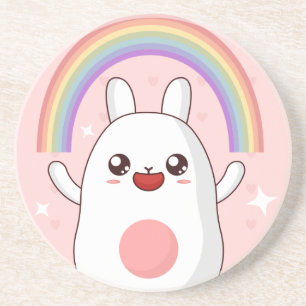 Kawaii regenboogklier zandsteen onderzetter