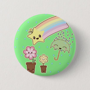 Kawaii regenboogweerpatroon zo schattig ronde button 5,7 cm