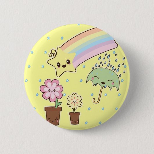 Kawaii regenboogweerpatroon zo schattig ronde button 5,7 cm (Voorkant)