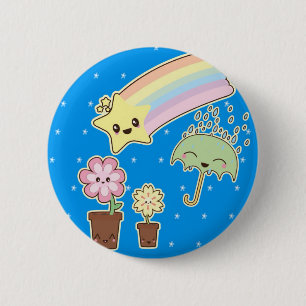 Kawaii regenboogweerpatroon zo schattig ronde button 5,7 cm