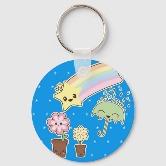 Kawaii regenboogweerpatroon zo schattig sleutelhanger (Voorkant)