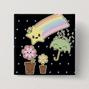 Kawaii regenboogweerpatroon zo schattig vierkante button 5,1 cm