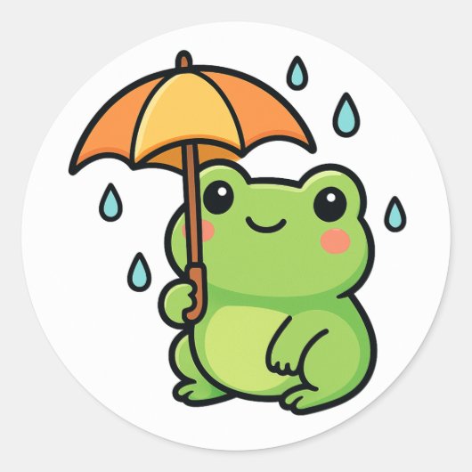 Kawaii Regendag Kikker Sticker (Voorkant)