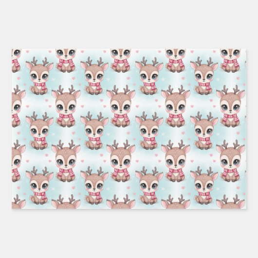 Kawaii reindeer, Bobo rainbow Christmas Inpakpapier Vel (Voorkant)