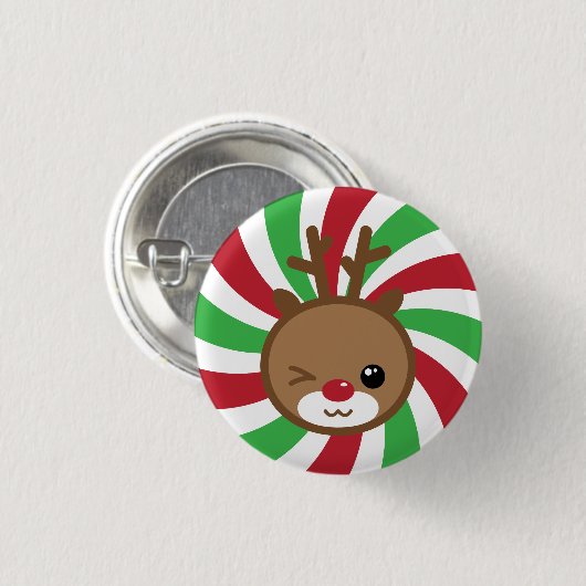 Kawaii Reindeer Button (Voorkant /achterkant)